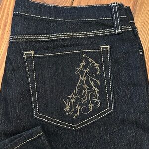 NYDJ New All Over Gold Sparkle Dark Wash Flare Jeans Size 18